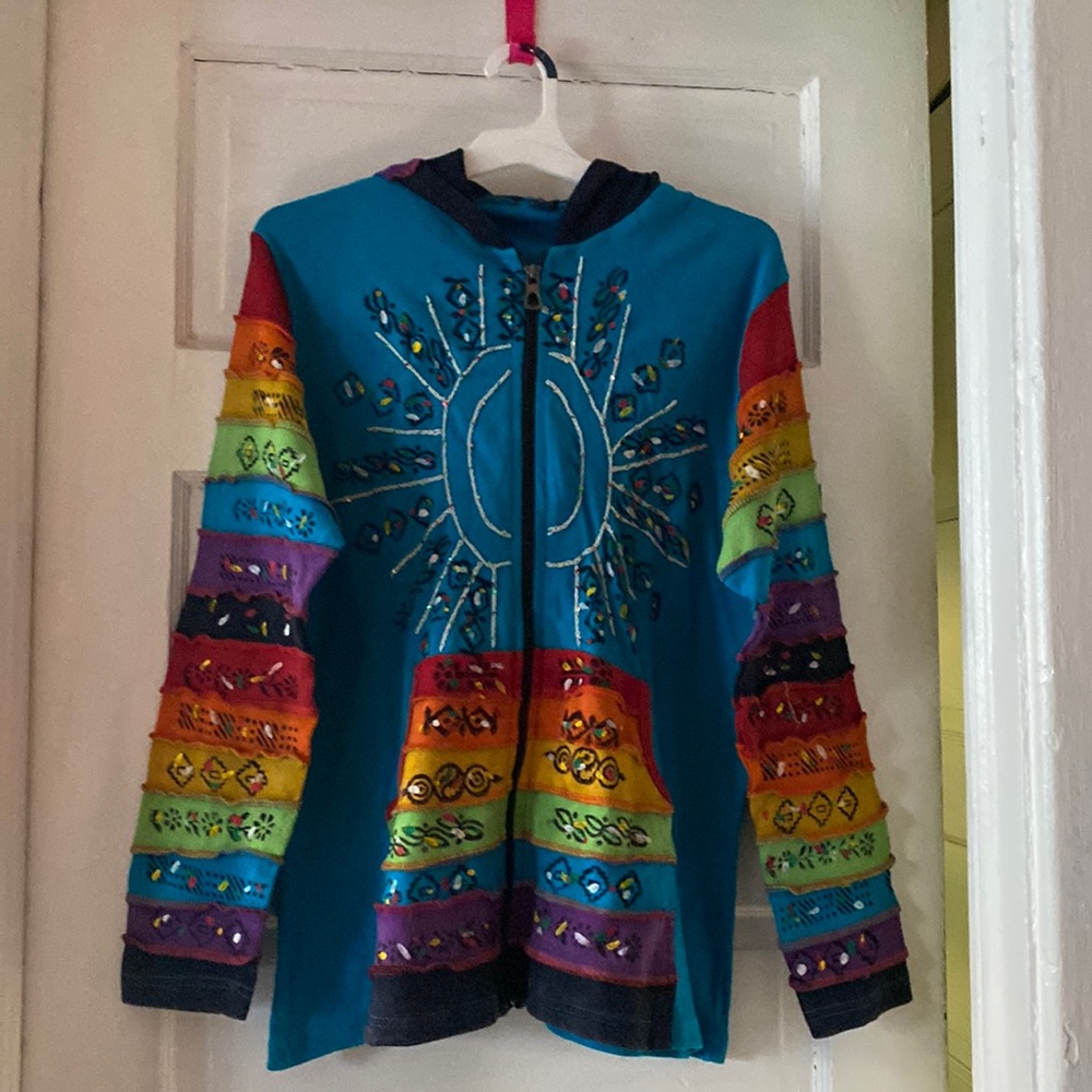funky hippie patchwork hoodie!